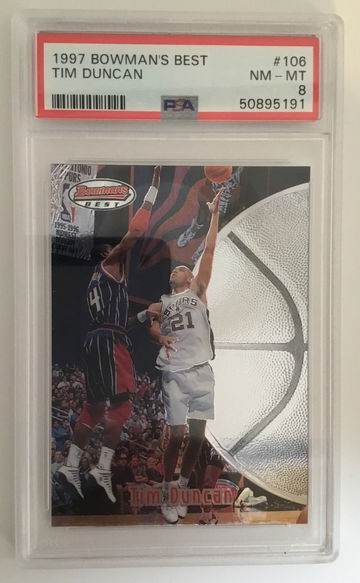 1997 Bowmans Best Tim Duncan PSA 8