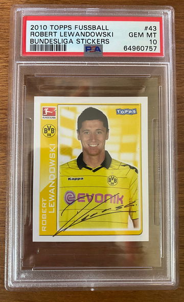 2010 Topps Fussball Bundesliga Sticker Robert Lewandowski #43 RC PSA 10 POP 6