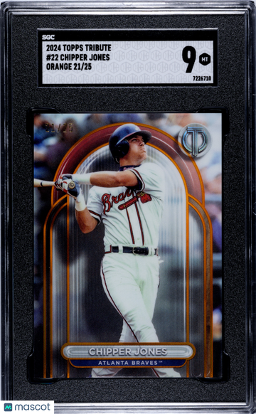 2024 Topps Tribute Chipper Jones #22 Orange SGC 9