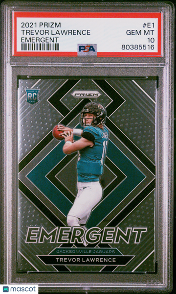 2021 Panini Prizm Emergent Trevor Lawrence #E1 Rookie PSA 10
