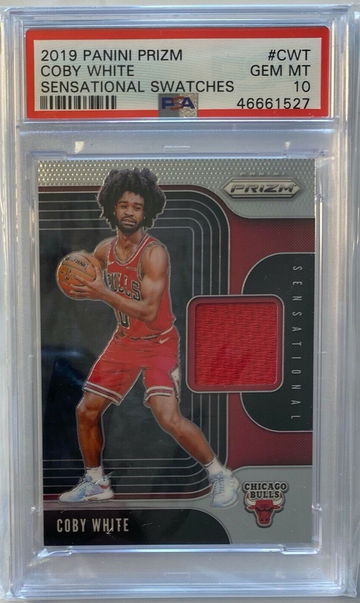 COBY WHITE 2019 PRIZM SENSATIONAL SWATCHES RC PSA 10 GEM MINT ROOKIE POP 2
