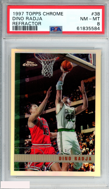 1997 TOPPS CHROME DINO RADJA #38 REFRACTOR BOSTON CELTICS PSA 8 NM-MT