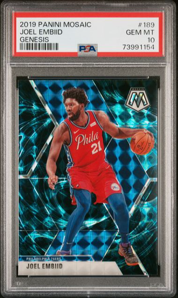 2019 Mosaic JOEL EMBIID Genesis #189 PSA 10 Case Hit SSP 76ers