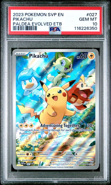 2023 Pokemon Black Star Promo Paldea Evolved Elite Trainer Box Pikachu #027 PSA 10