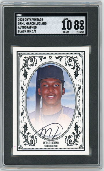 1/1 Marco Luciano 2020 Onyx Vintage RC Auto Rookie San Francisco Giants SGC 10 8