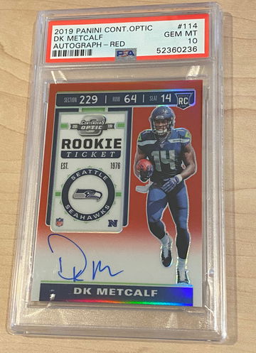 DK Metcalf 2019 Contenders Optic RC Auto Red /199 PSA 10
