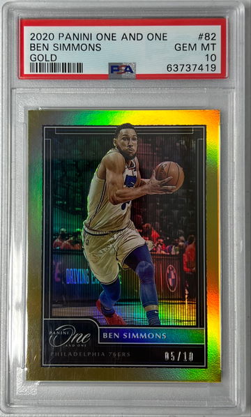 2020 PANINI ONE AND ONE GOLD BEN SIMMONS /10 #82 PSA 10