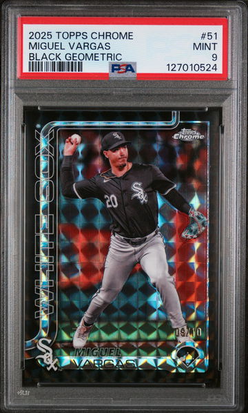 2025 Topps Chrome Black Geometric Miguel Vargas #51 /10 PSA 9