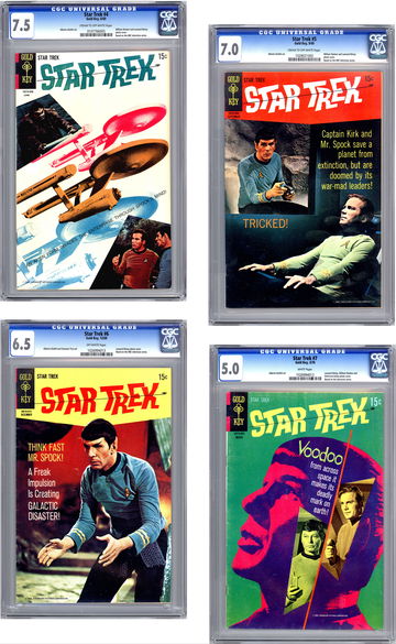 STAR TREK #4-5-6-7 CGC 7.5-7.0-6.5-5.0 CLASSIC 1960’S SCI-FI TV GOLD KEY 1969-70