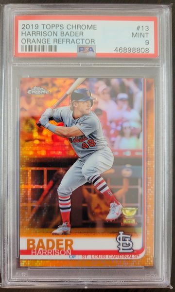 2019 Topps Chrome Harrison Bader Orange Refractor /25 PSA 9 Mint Cardinals