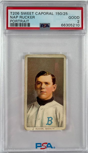 T206 Sweet Caporal 150/25 Nap Rucker Portrait PSA 2 Good
