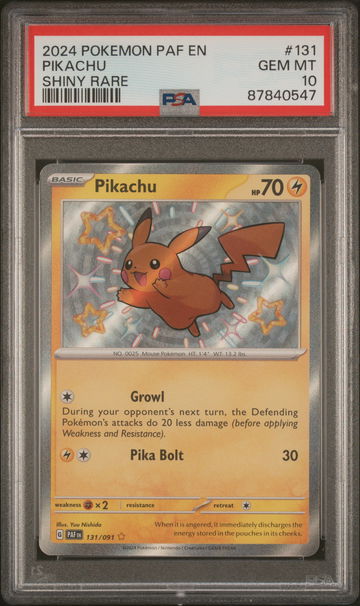 2024 Pokemon Scarlet and Violet Paldean Fates Shiny Rare Holo Pikachu #131 PSA 10