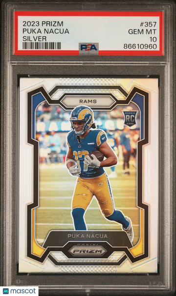 PSA 10 2023 Panini Prizm Puka Nacua Silver Rookie #357