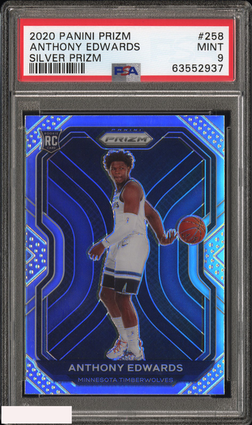 2020 PANINI PRIZM ANTHONY EDWARDS #258 SILVER PRIZM ROOKIE RC PSA 9 MINT