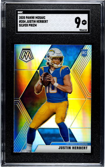 2020 PANINI MOSAIC #204 JUSTIN HERBERT SILVER PRIZM SGC 9