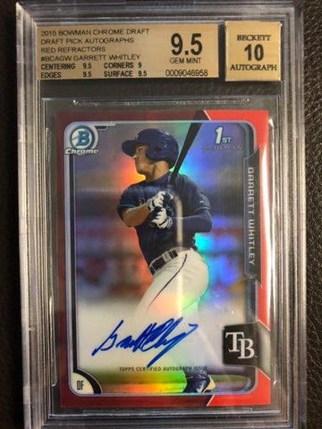 Garrett Whitley BGS 9.5/10  AUTO 2015 Bowman Chrome RED /5 RC 