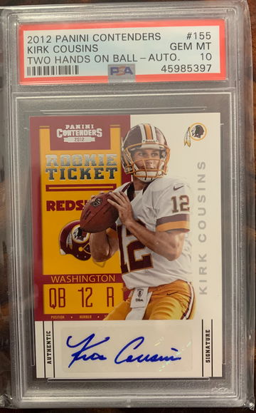 2012 Contenders Kirk Cousins Rookie Ticket Auto PSA 10