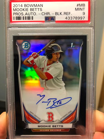 Mookie Betts 2014 Bowman Chrome Black Refractor Auto PSA 9