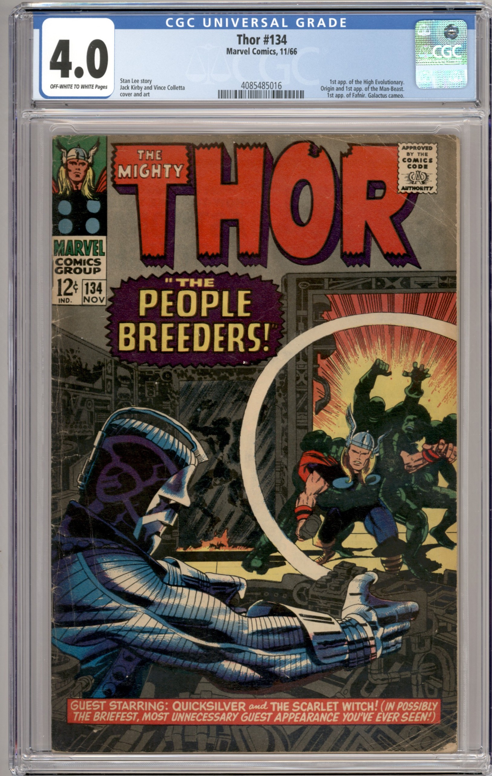 Thor #134 CGC 4.0 Marvel