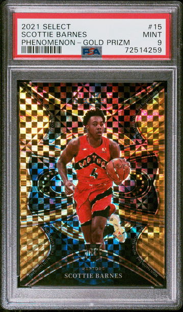 2021 Panini Select Phenomenon Gold Prizm Scottie Barnes #15 /10 PSA 9