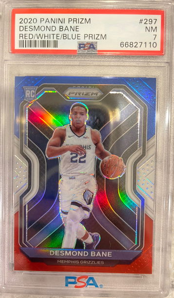  Desmond Bane Red White Blue Prizm # 297 - 2020-2021 Panini Prizm PSA 7