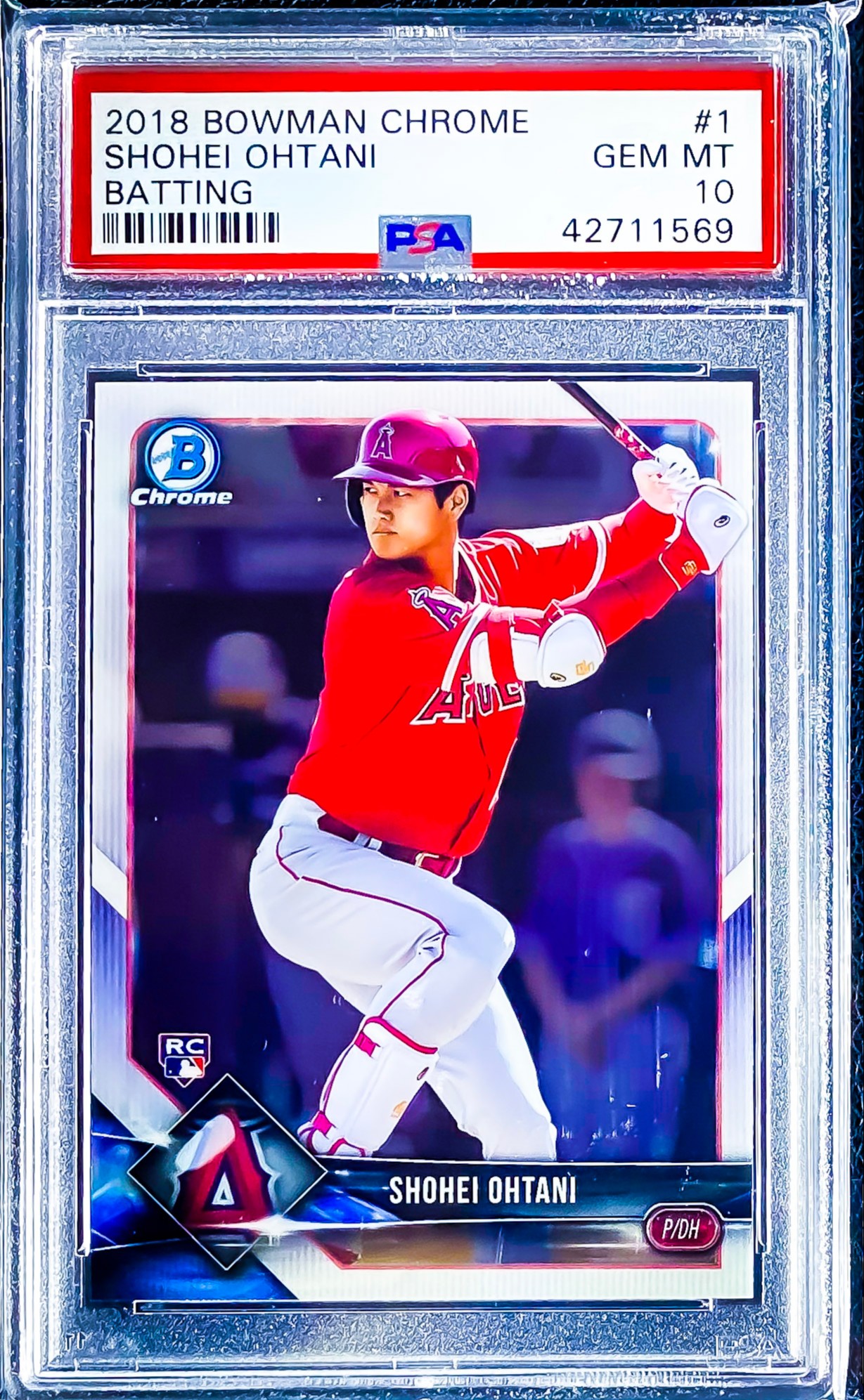 Shohei Ohtani 2018 Bowman Chrome RC Rookie #1 Batting PSA 10