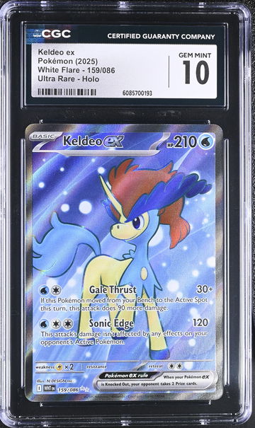 2025 Pokémon White Flare Keldeo #159/086 ex Holo CGC 10