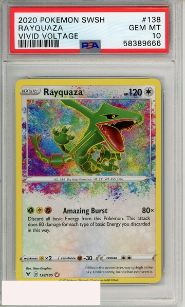 2020 POKEMON SWORD SHIELD VIVID VOLTAGE RAYQUAZA #138 PSA 10