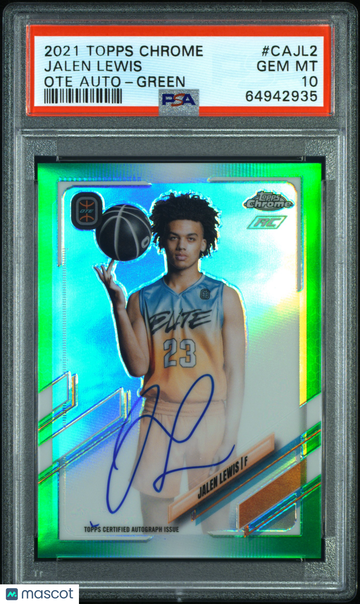 2021 Topps Chrome Overtime Elite Autographs Jalen Lewis #CAJL2 Ote Green PSA 10