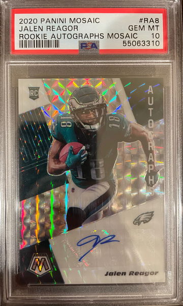 2020 Panini Mosaic Jalen Reagor Rookie Autograph Mosaic PSA 10, LOW POP