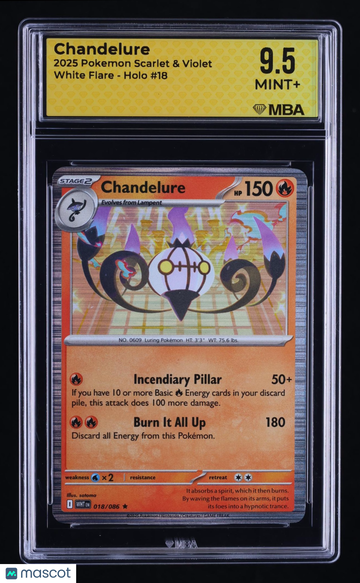 2025 Pokemon Scarlet & Violet White Flare Chandelure Holo MBA 9.5 #18