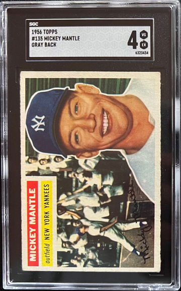 1956 Topps Mickey Mantle #135 Gray Back Nicely Centered SGC 4