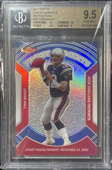 TOM BRADY 2007 TOPPS FINEST #TB FINEST MOMENTS Silver REFRACTOR BGS 9.5 W/ 10