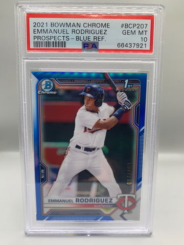 2021 Bowman Chrome Emmanuel Rodriguez Blue BCP207 PSA 10