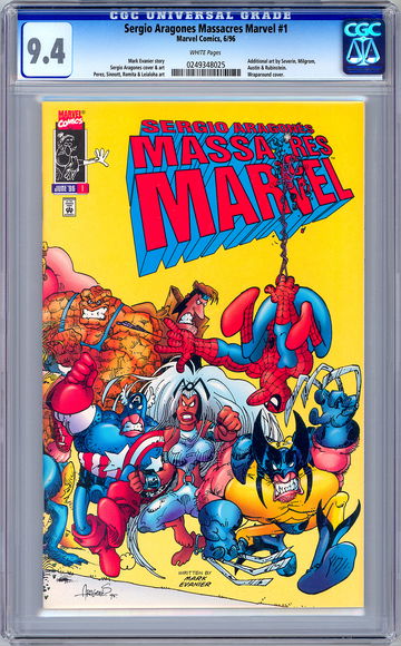 SERGIO ARAGONES MASSACRES MARVEL 1 CGC 9.4 SERGIO ARAGONES SUPERHERO PARODY 1996