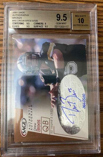 2001 Drew Brees RC Sage Auto Bronze 366/500