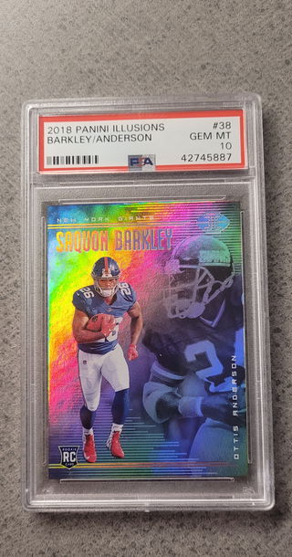 2018 Panini Illusions Saquon Barkley/ Otis Anderson Giants NYG psa 10