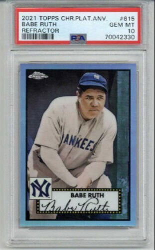 2021 TOPPS CHROME PLATINUM ANNIVERSARY REFRACTOR #615 BABE RUTH PSA 10