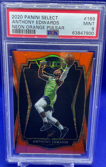 2020 PANINI SELECT ANTHONY EDWARDS NEON ORANGE PULSAR PREMIER /15 PSA 9 MINT SP
