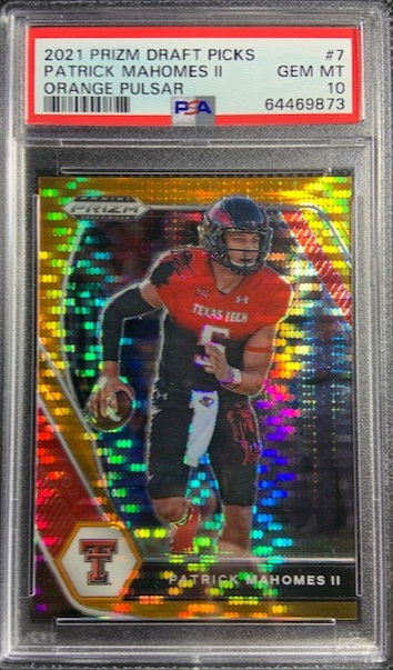 2021 Prizm DP #7 Orange Pulsar /49 Patrick Mahomes PSA 10 Gem Mint Chiefs Pop 1