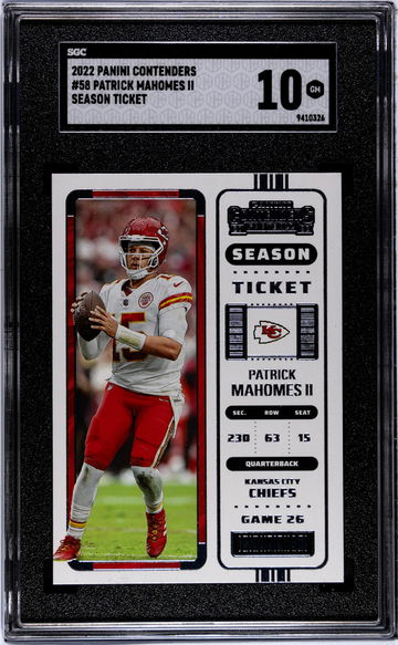 2022 Panini Contenders #58 Patrick Mahomes II Season Ticket SGC 10