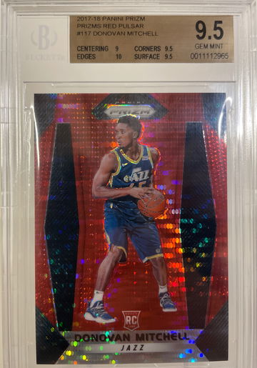 BGS Gem Mint  2017 Donovan Mitchell Red Pulsar Prizm 10/25