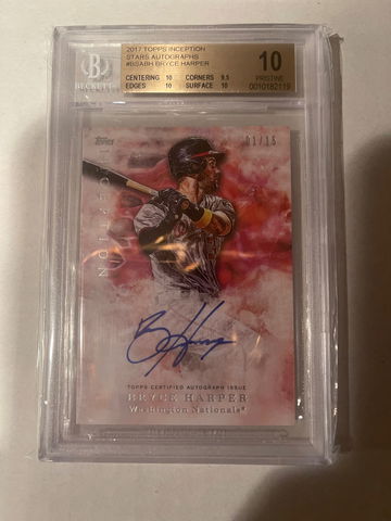 2017 Topps Inception Bryce Harper Auto On Card BGS 10/10 1/15