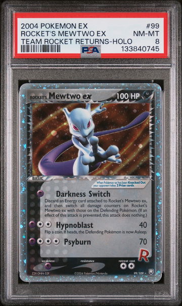 2004 Pokemon Ex Team Rocket Returns Holo Rocket's Mewtwo Ex #99 PSA 8