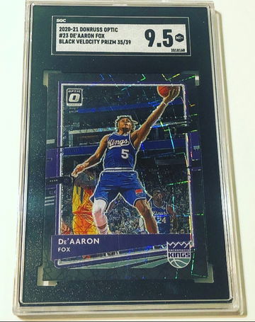 2020-21 Donruss Optic De’Aaron Fox Black Velocity Prizm 35/39