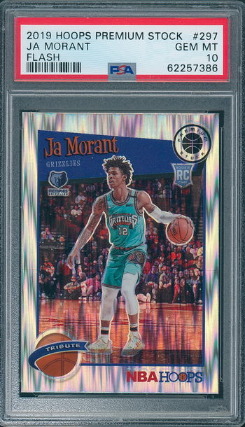 2019 Hoops Prem Stock #297 Ja Morant Flash PSA 10