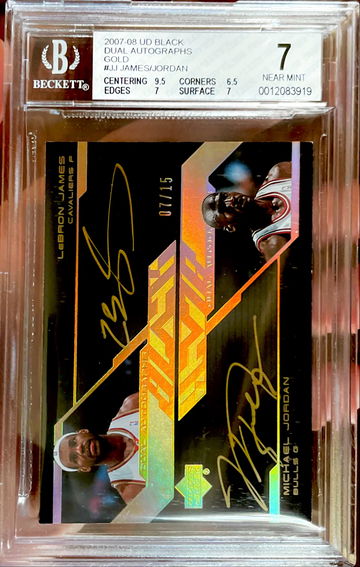 2007 UD Black Dual Autographs Michael Jordan Lebron James Auto Signature BGS 7 Auto 10