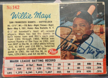 1962 Post Cereal Willie Mays #142 Hand Cut PSA Questioned Auto Auth