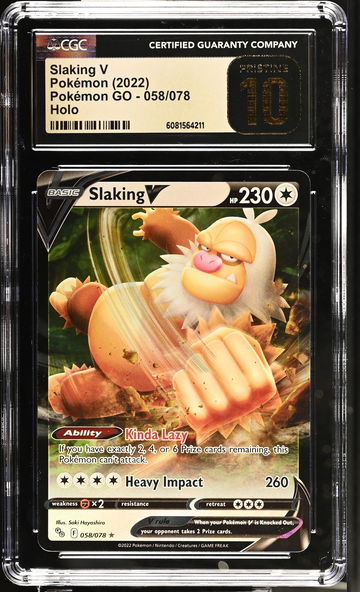 2022 Pokémon Sword & Shield Pokémon GO Slaking #058/078 V Holo CGC 10