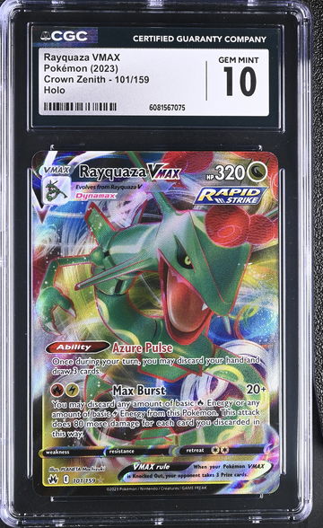 2023 Pokémon Sword & Shield Crown Zenith Rayquaza #101/159 VMAX Holo CGC 10